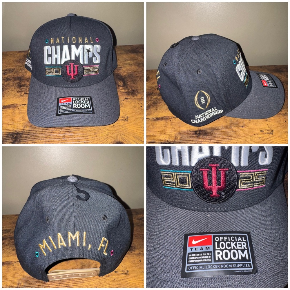 Indiana Hoosiers Nike National Champs 2025 Hat Mens Snapback Dark Grey NEW